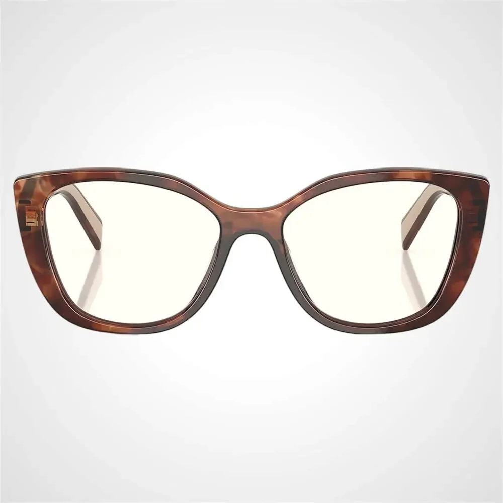 New PRADA Eyeglasses Cat Eye Brown Tortoise Gold 51-17-140 Womens